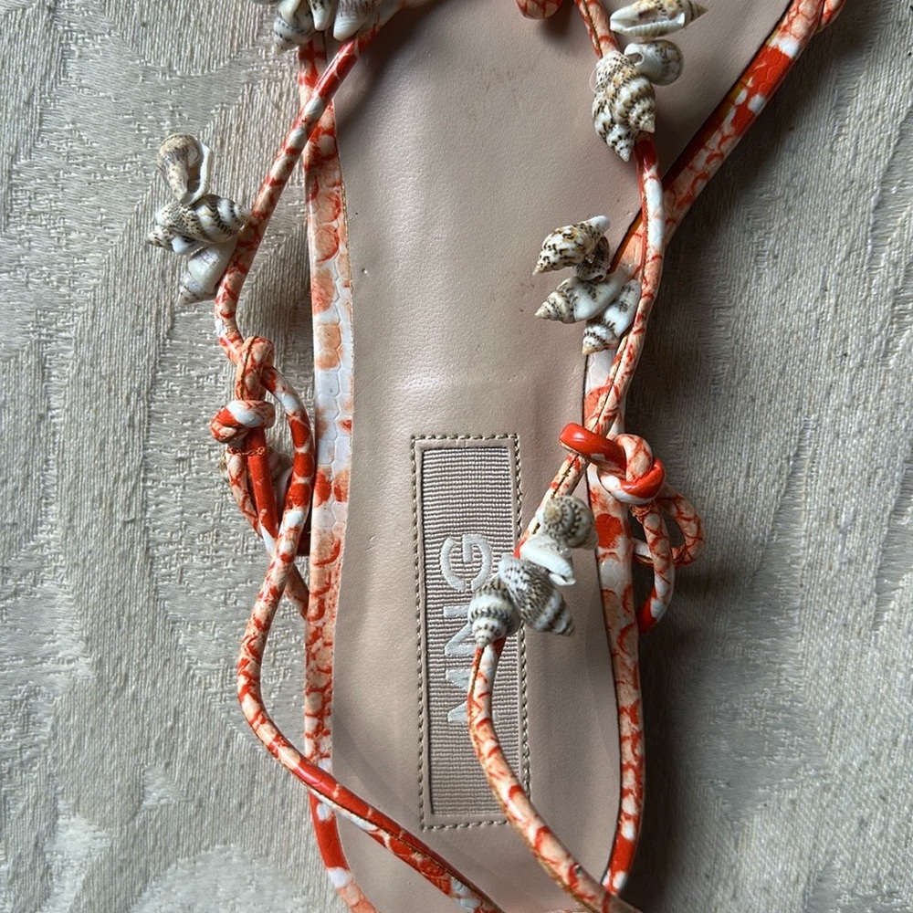 Mango MNG Orange Strappy Shell Sandals with Cage Design size 6.5 - Picture 10 of 10